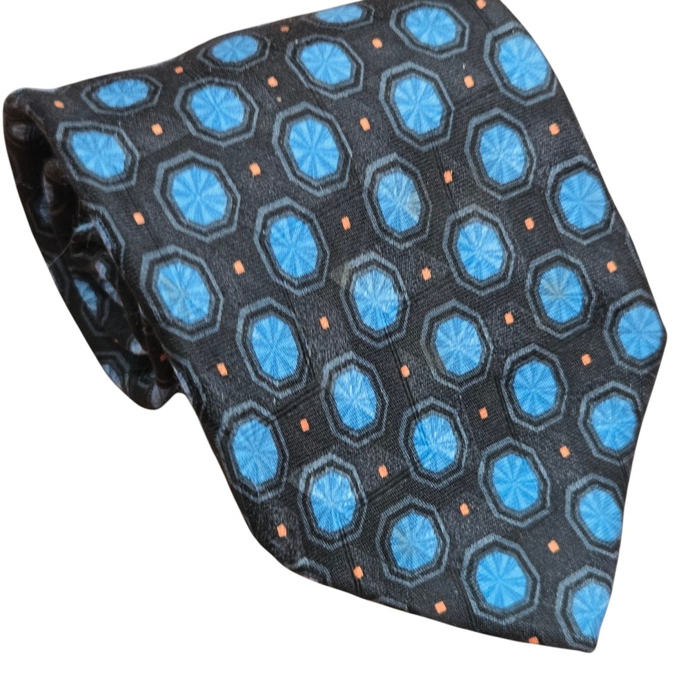 Ermenegildo Zegna Necktie Mens 3.5" Geometric Medallion Luxury Silk Italy